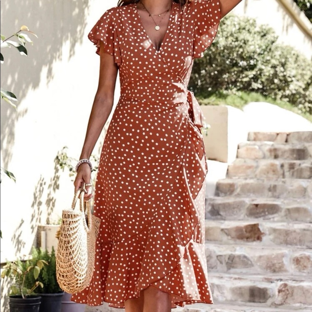 Burn Orange Summer Wrap Dress